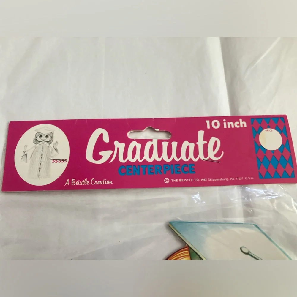 NWT VTG Beistle Co 1983 Honeycomb Graduation girl decoration 10”